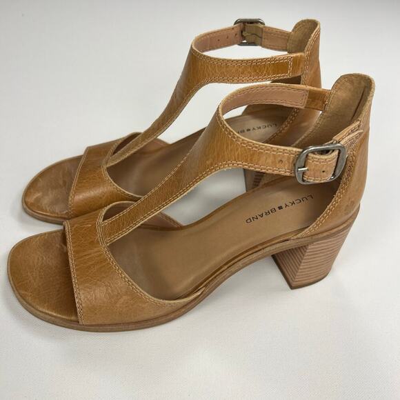 Women's Sabeni T-Strap Block-Heel City Sandals Tan Size 9.5 Runs Large (10-10.5) - Picture 8 of 13